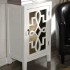 Cabinets & Sideboards-Kirkland's Home Mirrored 1-Door Cabinet With Overlay Pattern White