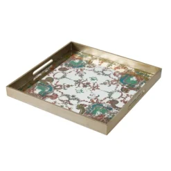 Decorative Trays-Kirkland's Home Mirrored Moroccan Pattern Tray With Gold Edges White/Gold/Multi