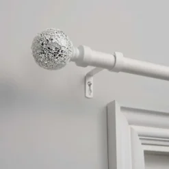 Curtain Rods & Hardware-Kirkland's Home Mirrored Mosaic Curtain Rod, 72 In. White