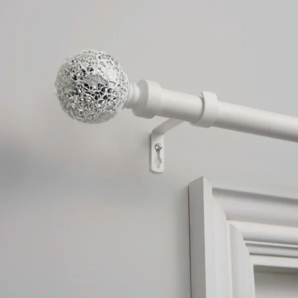 Curtain Rods & Hardware-Kirkland's Home Mirrored Mosaic Curtain Rod, 72 In. White