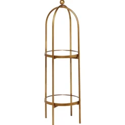 Bookshelves-Kirkland's Home Mirrored Two-Tier Cage Shelf Gold