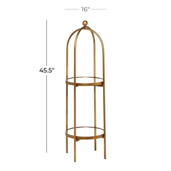 Bookshelves-Kirkland's Home Mirrored Two-Tier Cage Shelf Gold