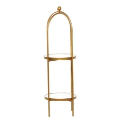 Bookshelves-Kirkland's Home Mirrored Two-Tier Cage Shelf Gold