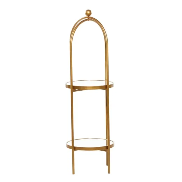 Bookshelves-Kirkland's Home Mirrored Two-Tier Cage Shelf Gold