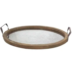 Decorative Trays-Kirkland's Home Mirrored Wood Oval Tray Brown/Silver