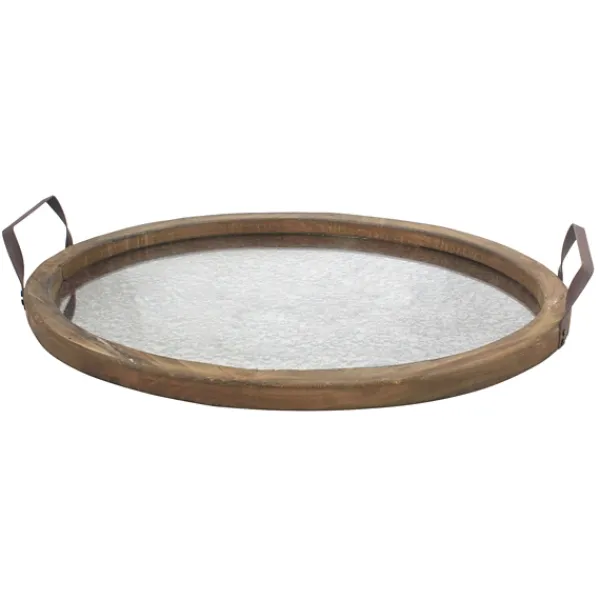 Decorative Trays-Kirkland's Home Mirrored Wood Oval Tray Brown/Silver