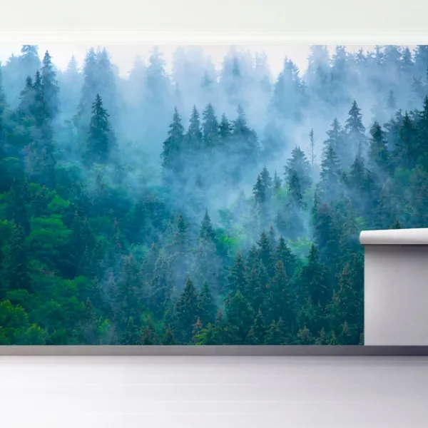 Wall Murals & Wall Decals-Kirkland's Home Misty Forest Peel And Stick Wall Mural Blue/Green