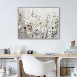 Framed Art-Kirkland's Home Misty Meadow Framed Canvas Art Print Gray/White