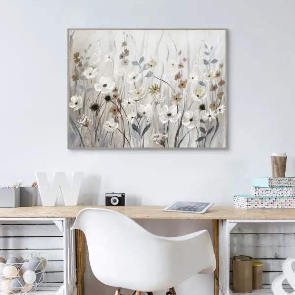 Framed Art-Kirkland's Home Misty Meadow Framed Canvas Art Print Gray/White