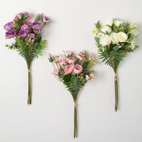 Stems & Bouquets-Kirkland's Home Mixed Floral And Foliage Bouquets, Set Of 3 Pink/Purple/White
