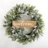 Wreaths-Kirkland's Home Mixed Greenery Welcome Sign Wreath Green/Brown