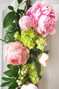 Arrangements & Greenery-Kirkland's Home Mixed Peony And Hydrangea Swag Teardrop Pink/Green