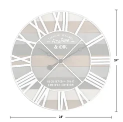 Clocks-Kirkland's Home Mixed Planks And White Wooden Wall Clock