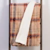 Blankets & Throws-Kirkland's Home Mocha Brown Plaid Sherpa Throw Tan/Brown