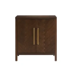 Cabinets & Sideboards-Kirkland's Home Mocha Mod Herringbone Cabinet Brown