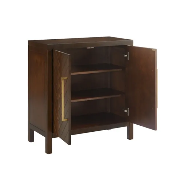 Cabinets & Sideboards-Kirkland's Home Mocha Mod Herringbone Cabinet Brown