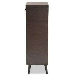 Entryway Furniture-Kirkland's Home Mocha Tall Slatted Shoe Storage Cabinet Brown