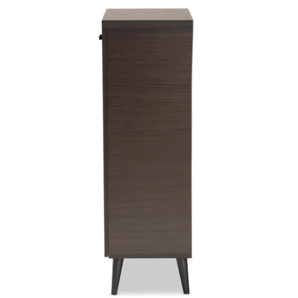 Entryway Furniture-Kirkland's Home Mocha Tall Slatted Shoe Storage Cabinet Brown