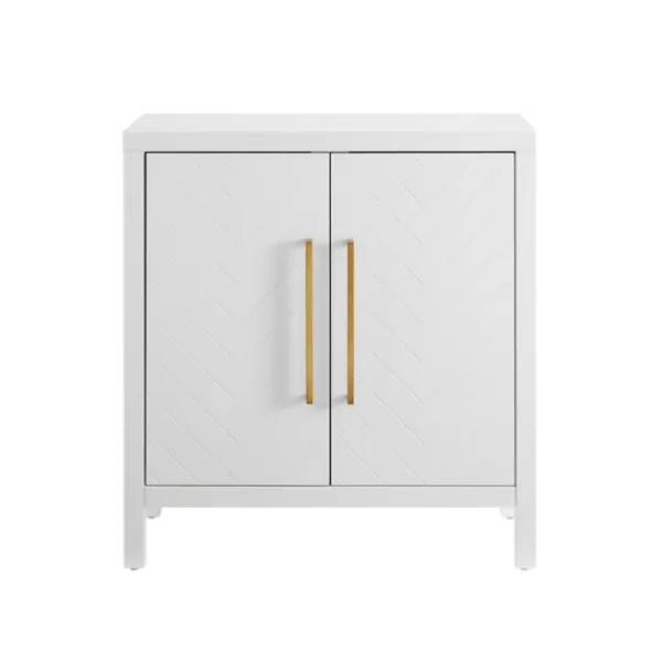 Cabinets & Sideboards-Kirkland's Home Mod Herringbone Cabinet White