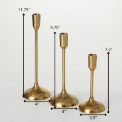 Candle Holders-Kirkland's Home Mod Taper Candle Holders, Set Of 3 Gold