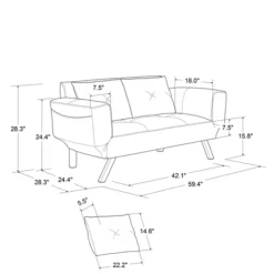 Sofas & Loveseats-Kirkland's Home Mod Wing Arm Convertible Sofa Brown