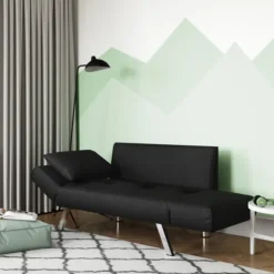 Sofas & Loveseats-Kirkland's Home Mod Wing Arm Convertible Sofa Black