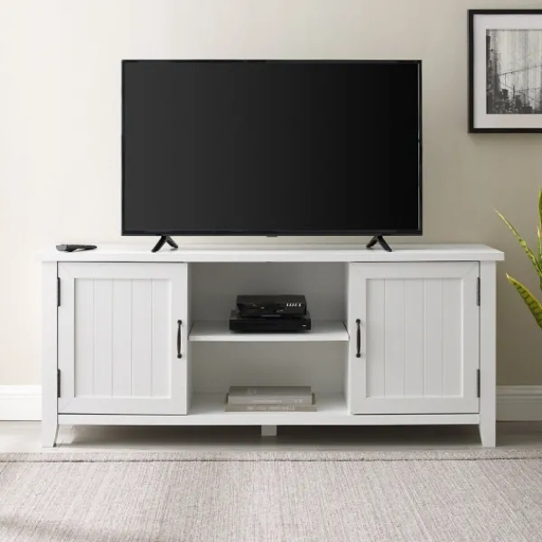 Tv Stands & Media Consoles-Kirkland's Home Modern Farmhouse 2-Door Tv Stand White