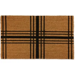 Doormats-Kirkland's Home Modern Farmhouse Plaid Coir Doormat Tan/Black
