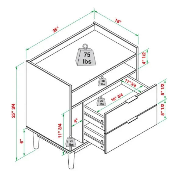 Nightstands-Kirkland's Home Modern Frame Wood Nightstand Black