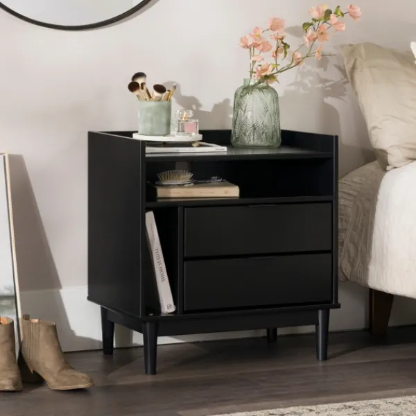 Nightstands-Kirkland's Home Modern Frame Wood Nightstand Black