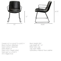 Dining Chairs-Kirkland's Home Modern Leather Wire Frame Dining Chair Black