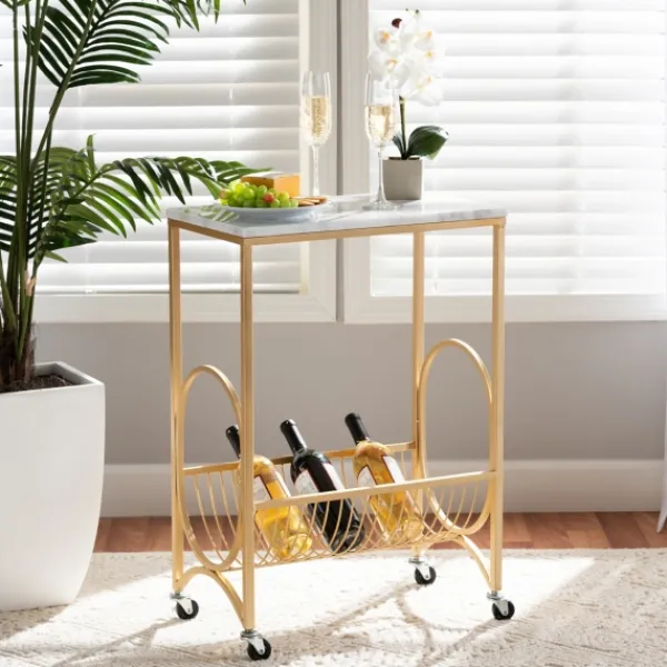 Kitchen Islands & Bar Carts-Kirkland's Home Modern Marble Deco Bar Cart