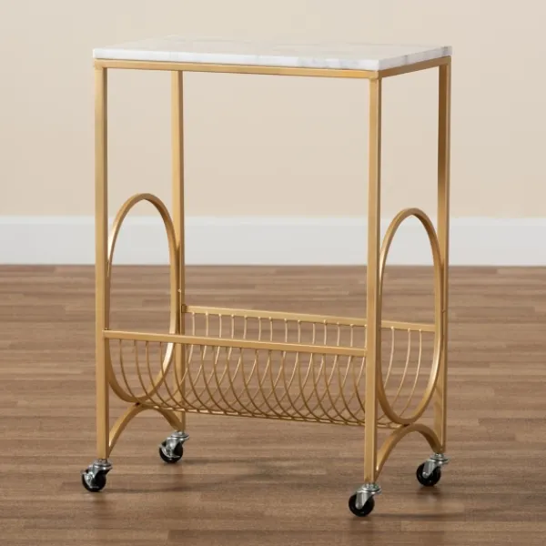 Kitchen Islands & Bar Carts-Kirkland's Home Modern Marble Deco Bar Cart