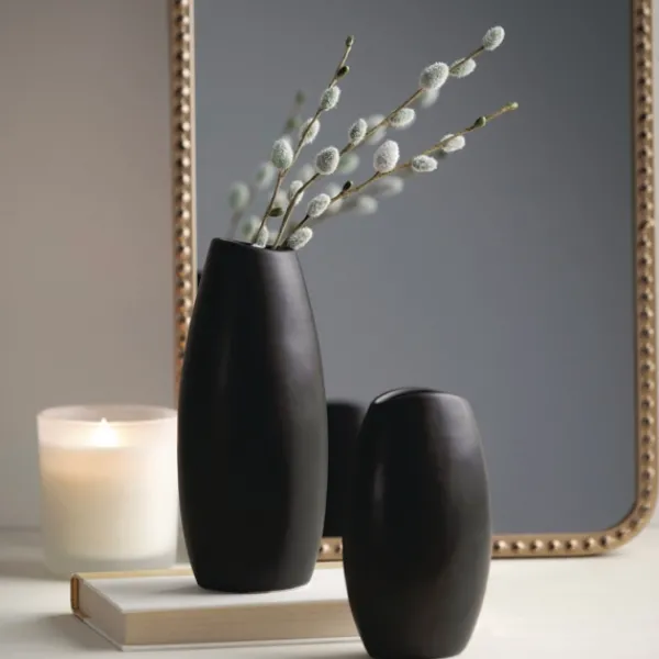 Vases-Kirkland's Home Modern Matte Ceramic Vases, Set Of 2 Black