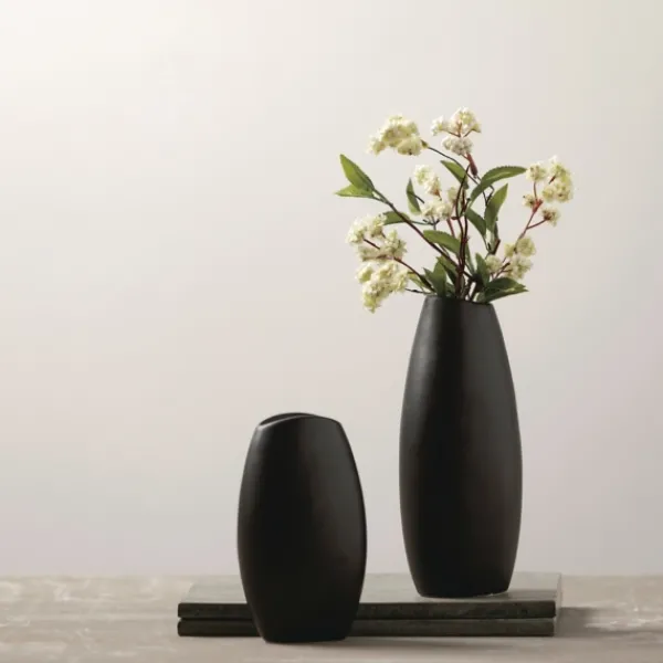 Vases-Kirkland's Home Modern Matte Ceramic Vases, Set Of 2 Black