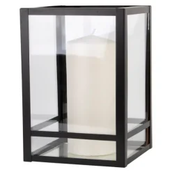 Lanterns-Kirkland's Home Modern Metal Lantern, 6 In. Black
