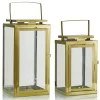 Lanterns-Kirkland's Home Modern Polished Lanterns, Set Of 2 Gold