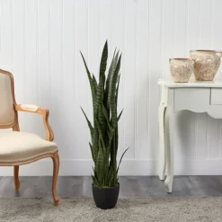 Arrangements & Greenery-Kirkland's Home Modern Potted Tri Snake Plant Green/Black