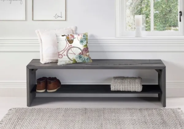 Entryway Furniture-Kirkland's Home Modern Reclaimed Farmhouse Bench Gray