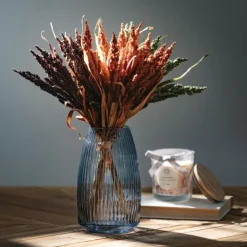 Vases-Kirkland's Home Modern Ribbed Glass Vase Gray