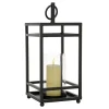 Lanterns-Kirkland's Home Modern Vintage Iron Framed Lantern, 18 In. Black