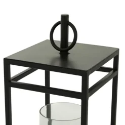 Lanterns-Kirkland's Home Modern Vintage Iron Framed Lantern, 18 In. Black