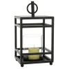Lanterns-Kirkland's Home Modern Vintage Iron Framed Lantern, 15 In. Black