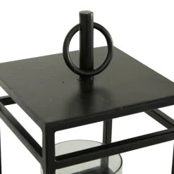 Lanterns-Kirkland's Home Modern Vintage Iron Framed Lantern, 15 In. Black