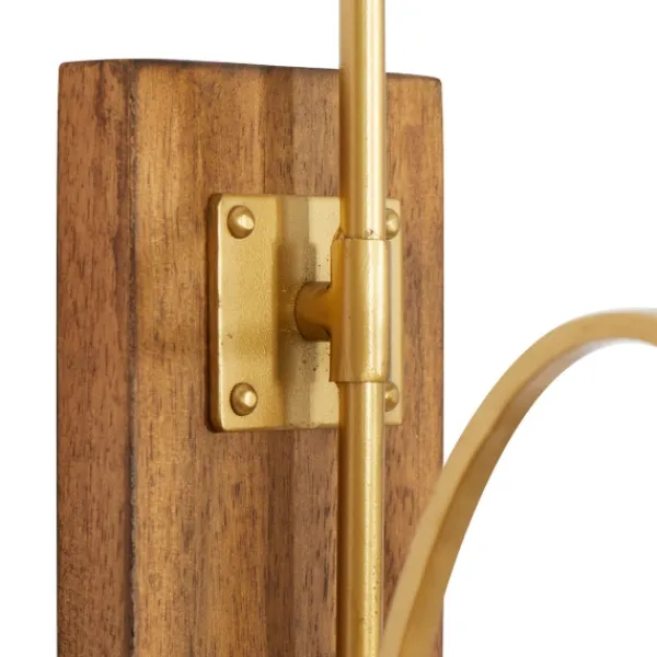 Sconces-Kirkland's Home Modern Warm Wood And Gold Sconce