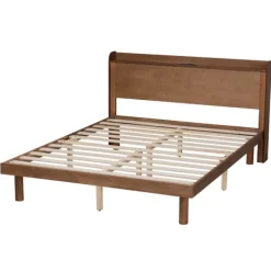 Beds & Headboards-Kirkland's Home Modern Wood Full Platform Bed Brown