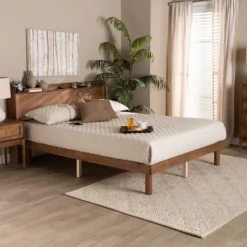 Beds & Headboards-Kirkland's Home Modern Wood Full Platform Bed Brown