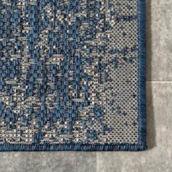 Outdoor Rugs-Kirkland's Home Molly Blue Mottled Abstract Outdoor Rug, 8X10 Blue/Gray
