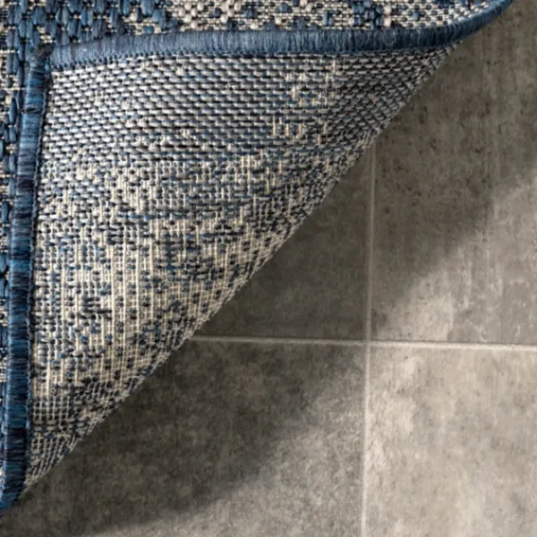 Outdoor Rugs-Kirkland's Home Molly Blue Mottled Abstract Outdoor Rug, 8X10 Blue/Gray