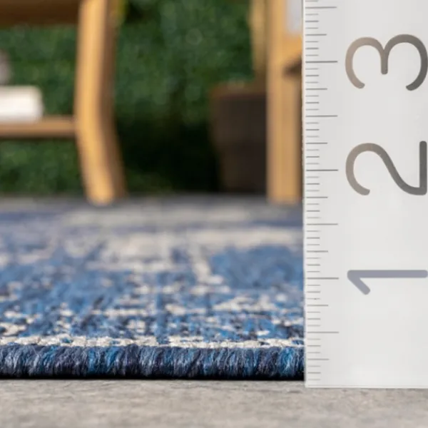 Outdoor Rugs-Kirkland's Home Molly Blue Mottled Abstract Outdoor Rug, 8X10 Blue/Gray